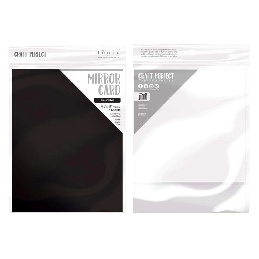 Black Velvet Mirror Satin Cardstock | 8.5x11 {5/pk}
