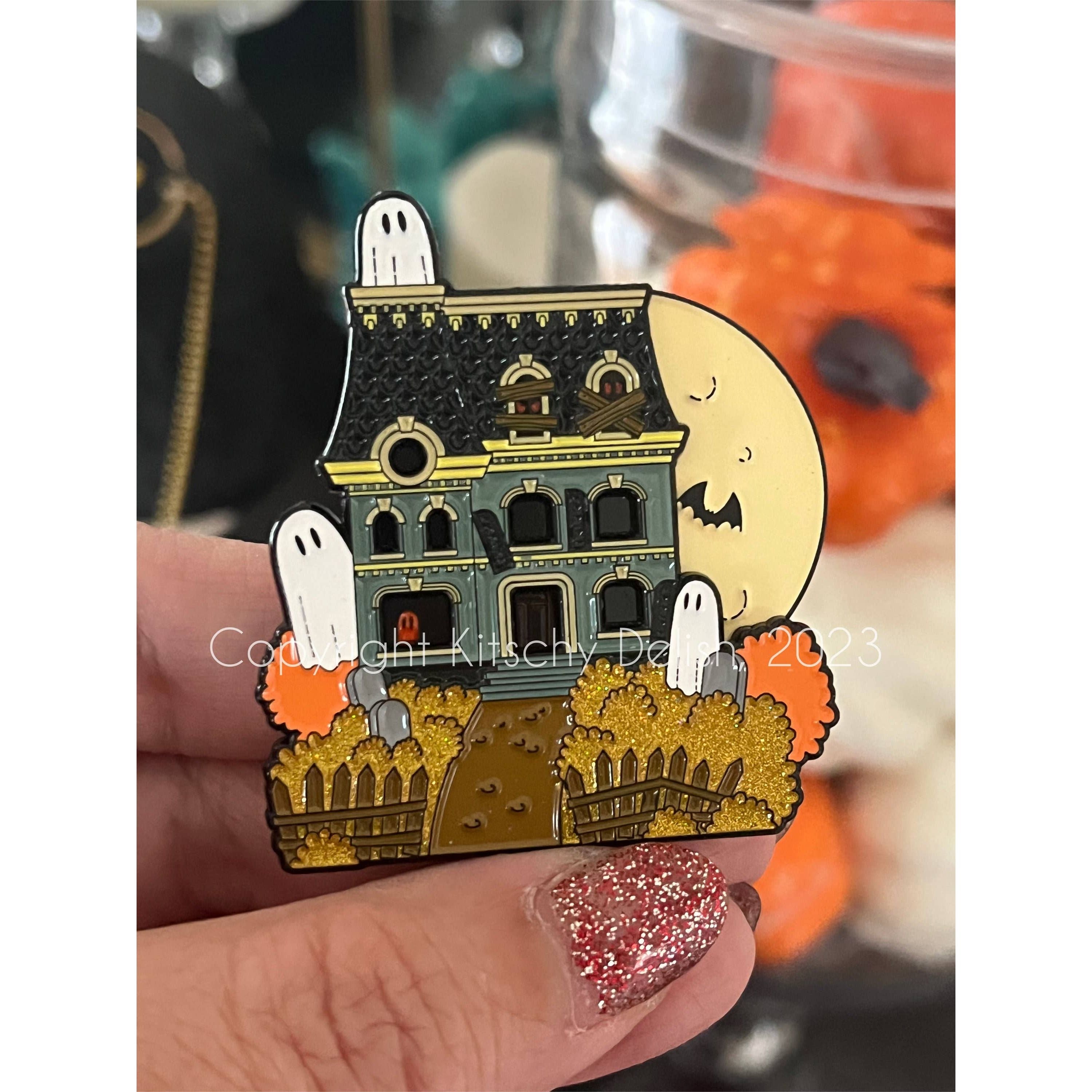 Haunted House Interactive Enamel Pin