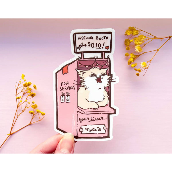 Marcie the Cat's Hissing Booth Clear Vinyl Sticker