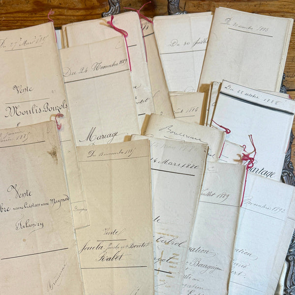 Original Antique French Cream Document Folders