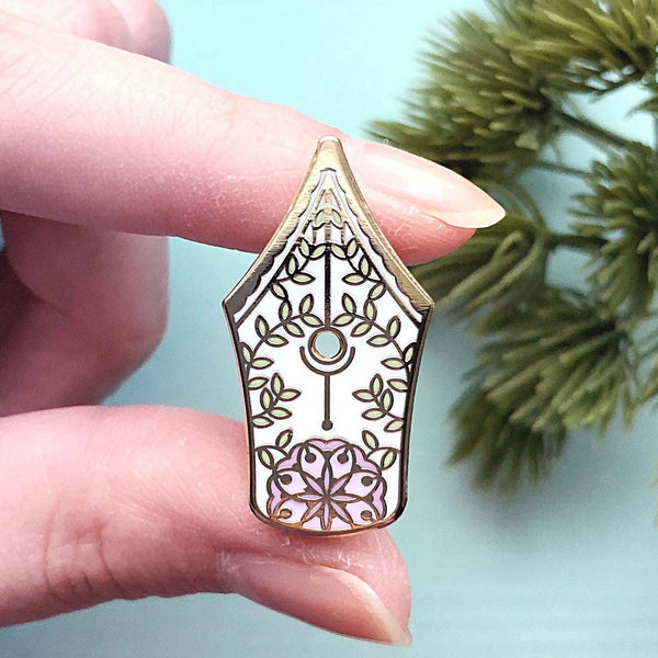 Floral Fountain Pen Enamel Pin