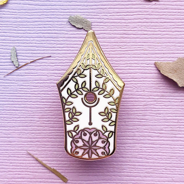 Floral Fountain Pen Enamel Pin