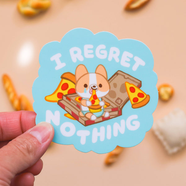 I Regret Nothing Friendly Corgi Vinyl Sticker