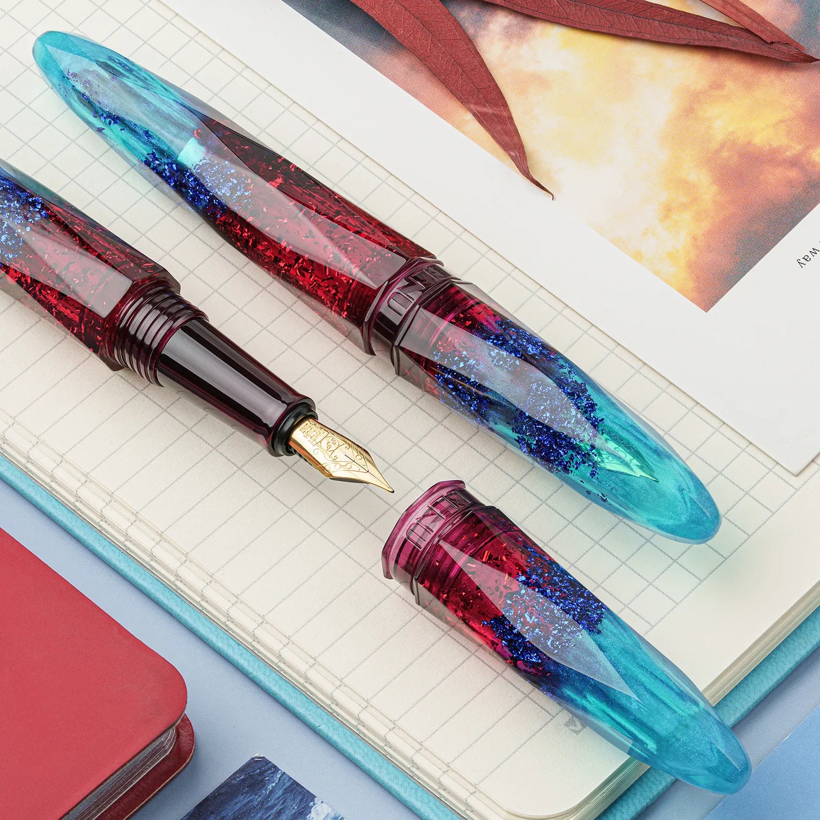 Fiery Azure Briolette Fountain Pen