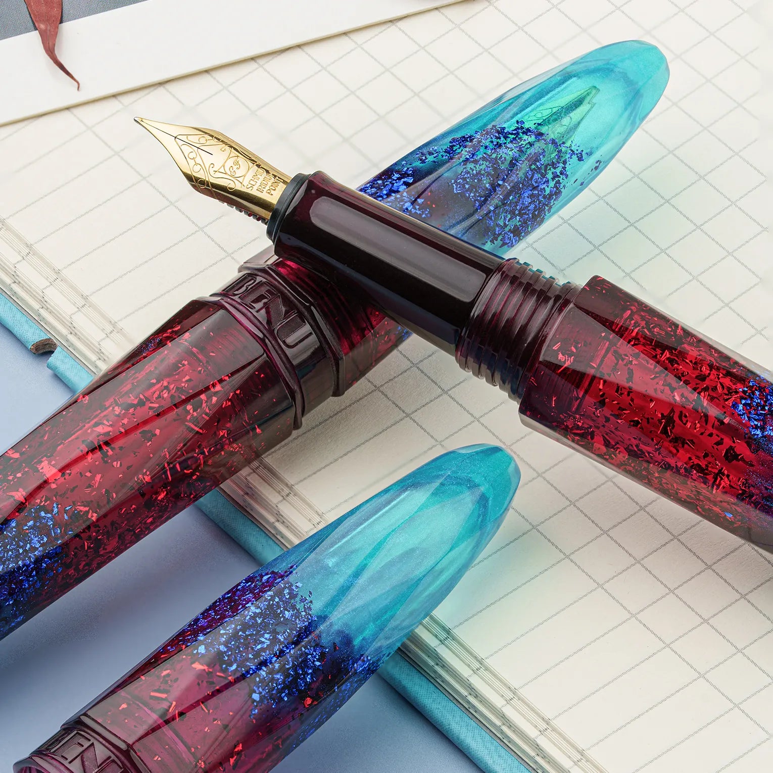 Fiery Azure Briolette Fountain Pen