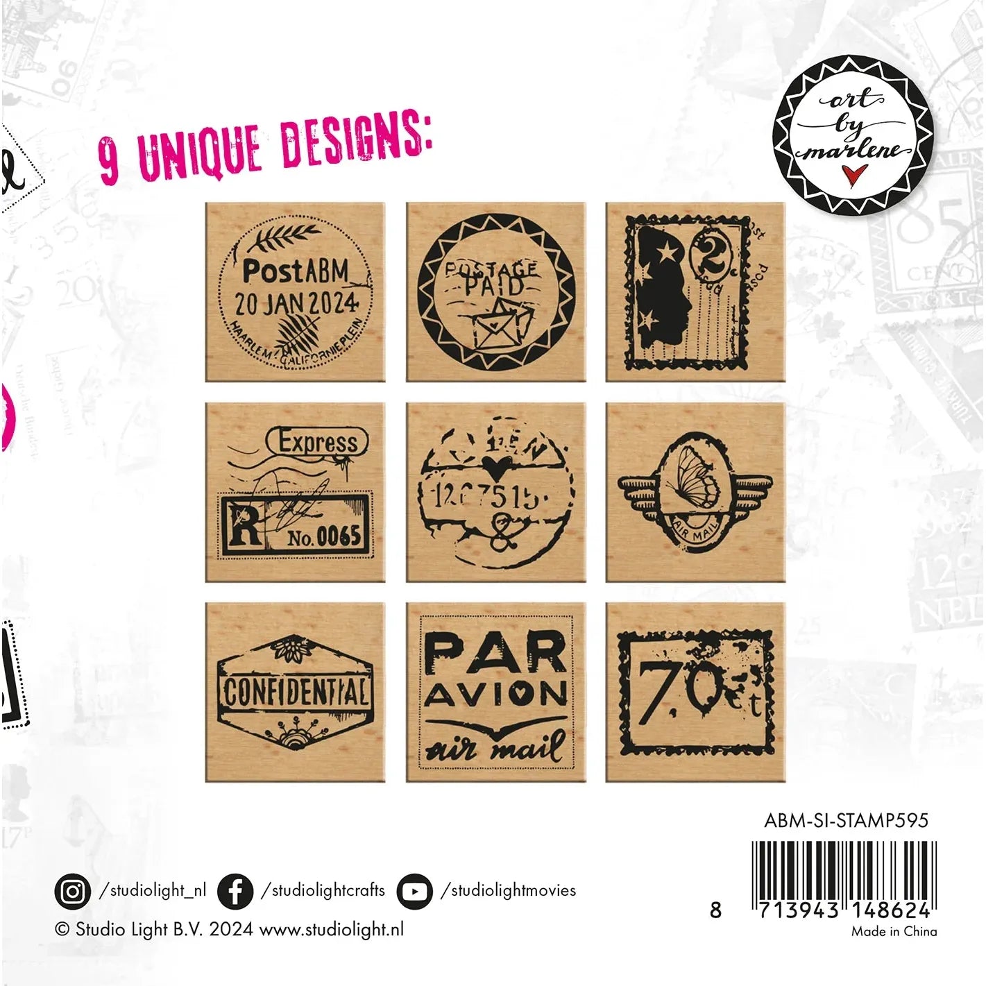 Postage Wood-Mounted Stamp Set | Art by Marlene
