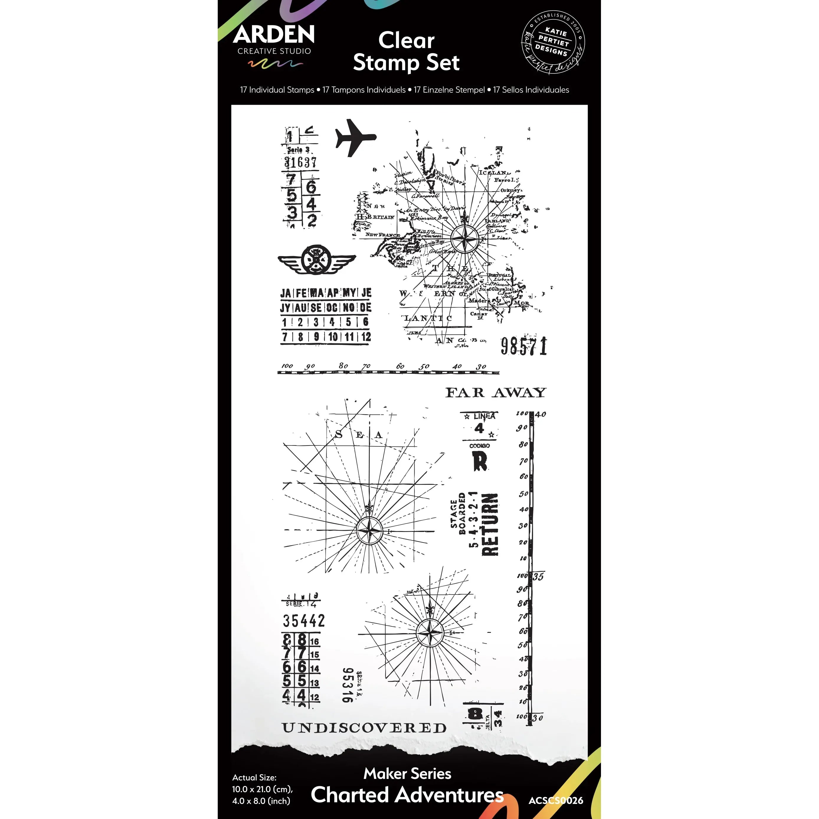 Charted Adventures 4x8 Clear Stamp Set | Maker Series