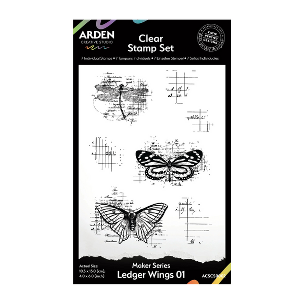 Ledger Wings 01 Clear Stamp Set | Maker Series