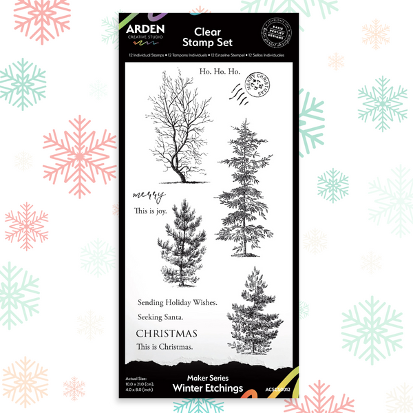 Winter Etchings 4x8 Clear Background Stamp | Maker Series