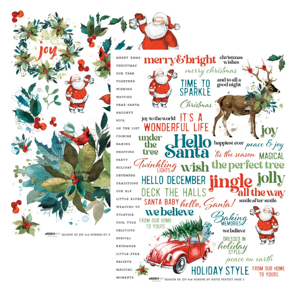 Season of Joy 6in x 8in Rub-On Transfer Set