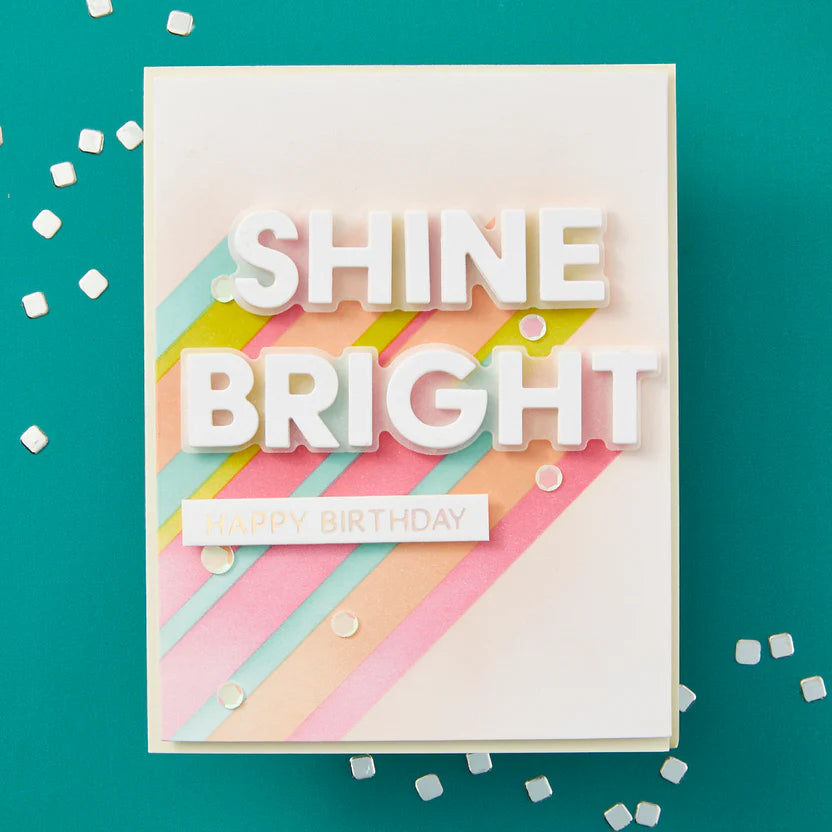 Shine Bright Sentiment Strips Press Plate + Die Set | Carissa Wiley {clearance}
