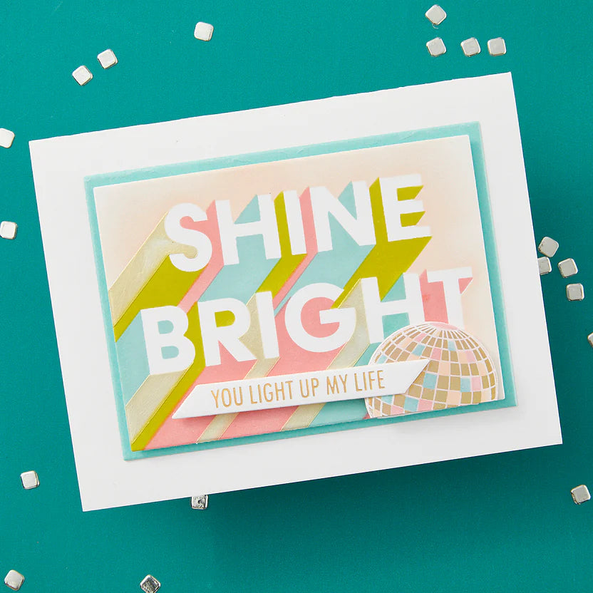 Shine Bright Sentiment Strips Press Plate + Die Set | Carissa Wiley {clearance}
