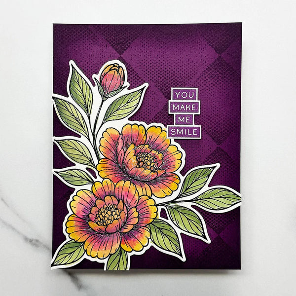 Sketched Peonies Stamp + Die Bundle | Simon Hurley