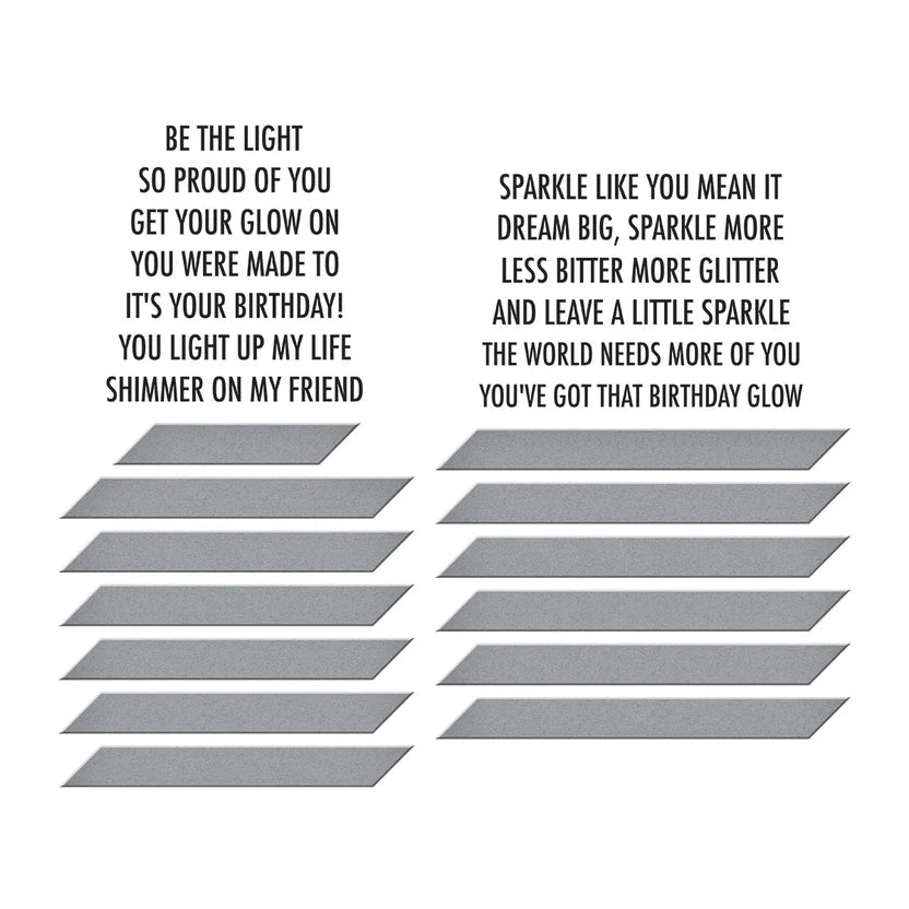 Shine Bright Sentiment Strips Press Plate + Die Set | Carissa Wiley {clearance}