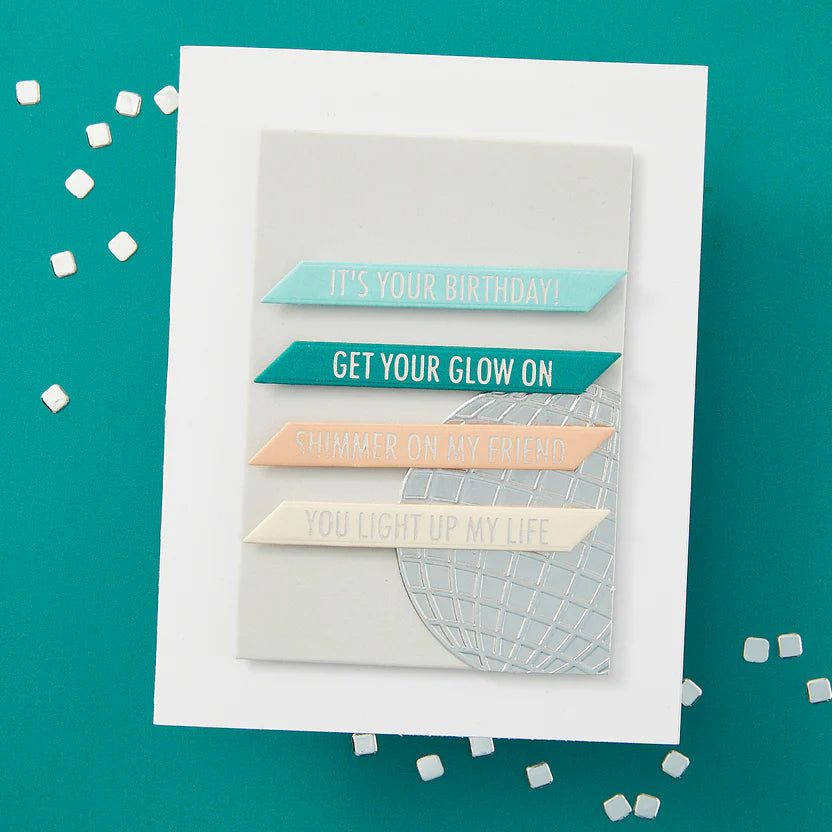 Shine Bright Sentiment Strips Press Plate + Die Set | Carissa Wiley {clearance}