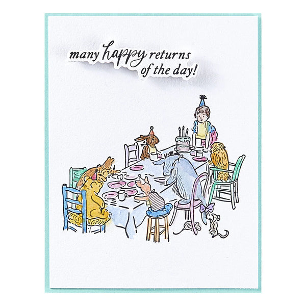 A Very Happy Birthday Sentiments Press Plates + Die Set | Classic Pooh Birthday Collection
