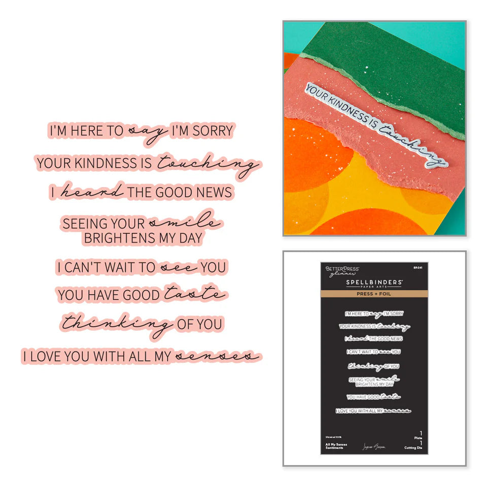 All My Senses Sentiments Press & Foil Plate + Die Set | Jaycee Gaspar