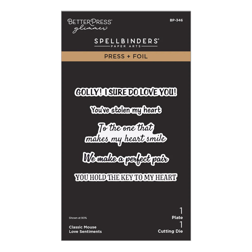 Classic Mouse Love Sentiments Press & Foil Plate + Die Set
