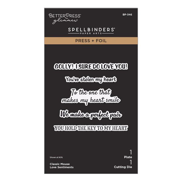 Classic Mouse Love Sentiments Press & Foil Plate + Die Set