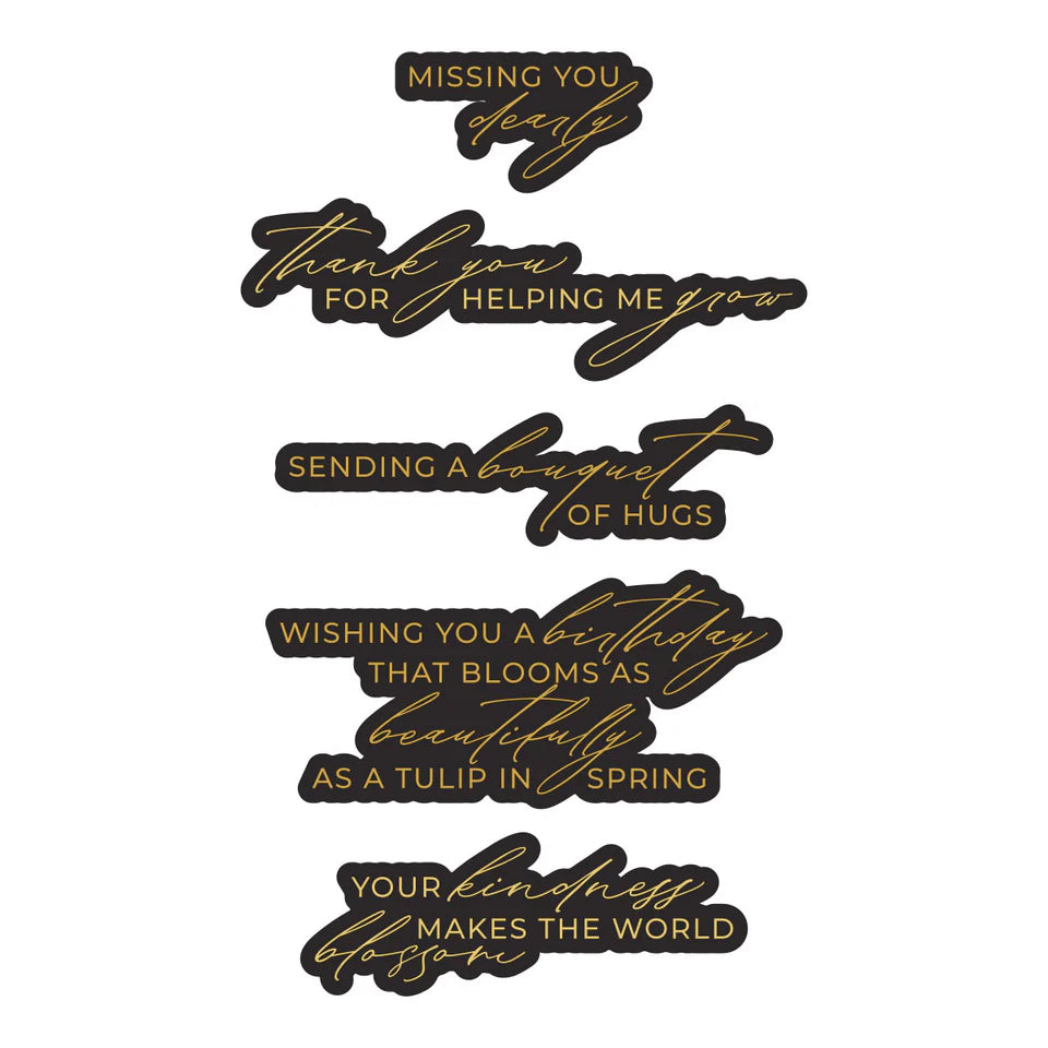 Bouquet of Hugs Sentiments Press & Foil Plate + Die Set | Yana Smakula