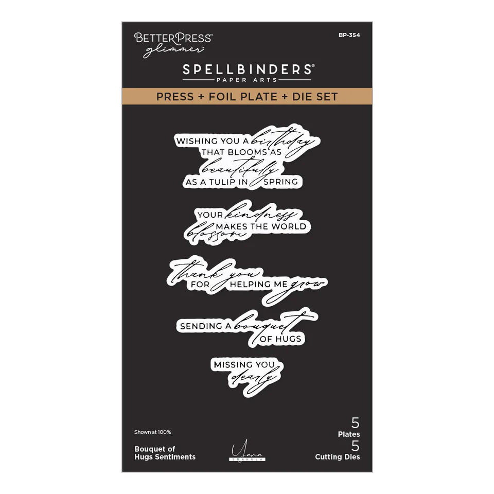 Bouquet of Hugs Sentiments Press & Foil Plate + Die Set | Yana Smakula