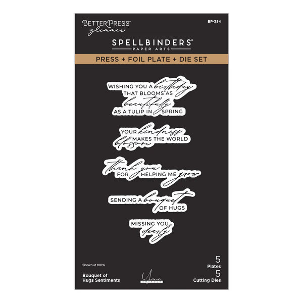 Bouquet of Hugs Sentiments Press & Foil Plate + Die Set | Yana Smakula