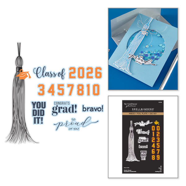 Graduation Sentiments Press/Foil Plate + Die Set | Classic Mouse
