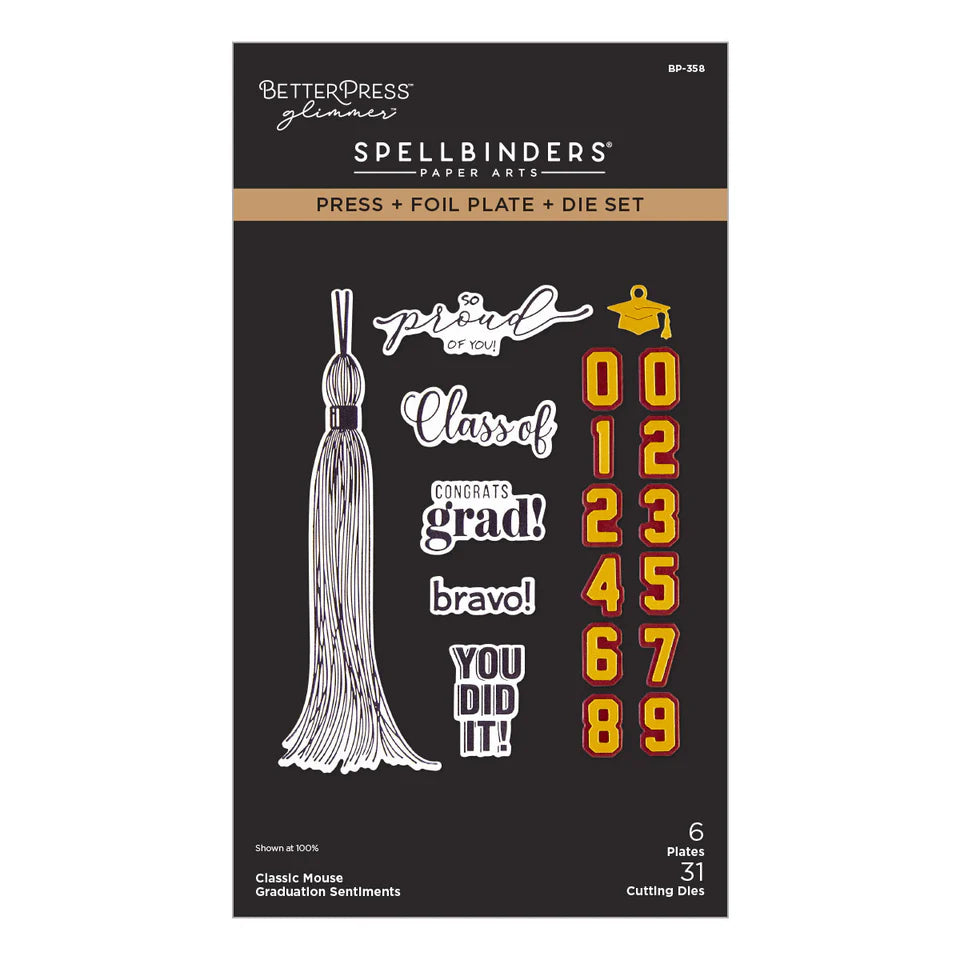 Graduation Sentiments Press/Foil Plate + Die Set | Classic Mouse
