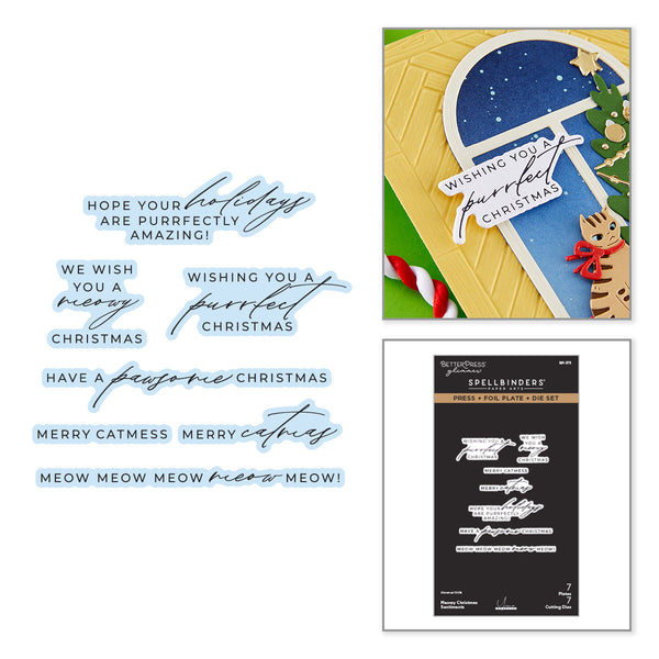 Meowy Christmas Sentiments Press & Foil Plates + Die Set | Yana Smakula {coming soon!}
