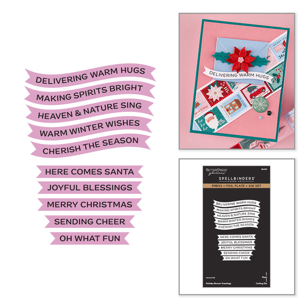 Holiday Banner Greetings Press & Foil Plate + Die Set {coming soon!}