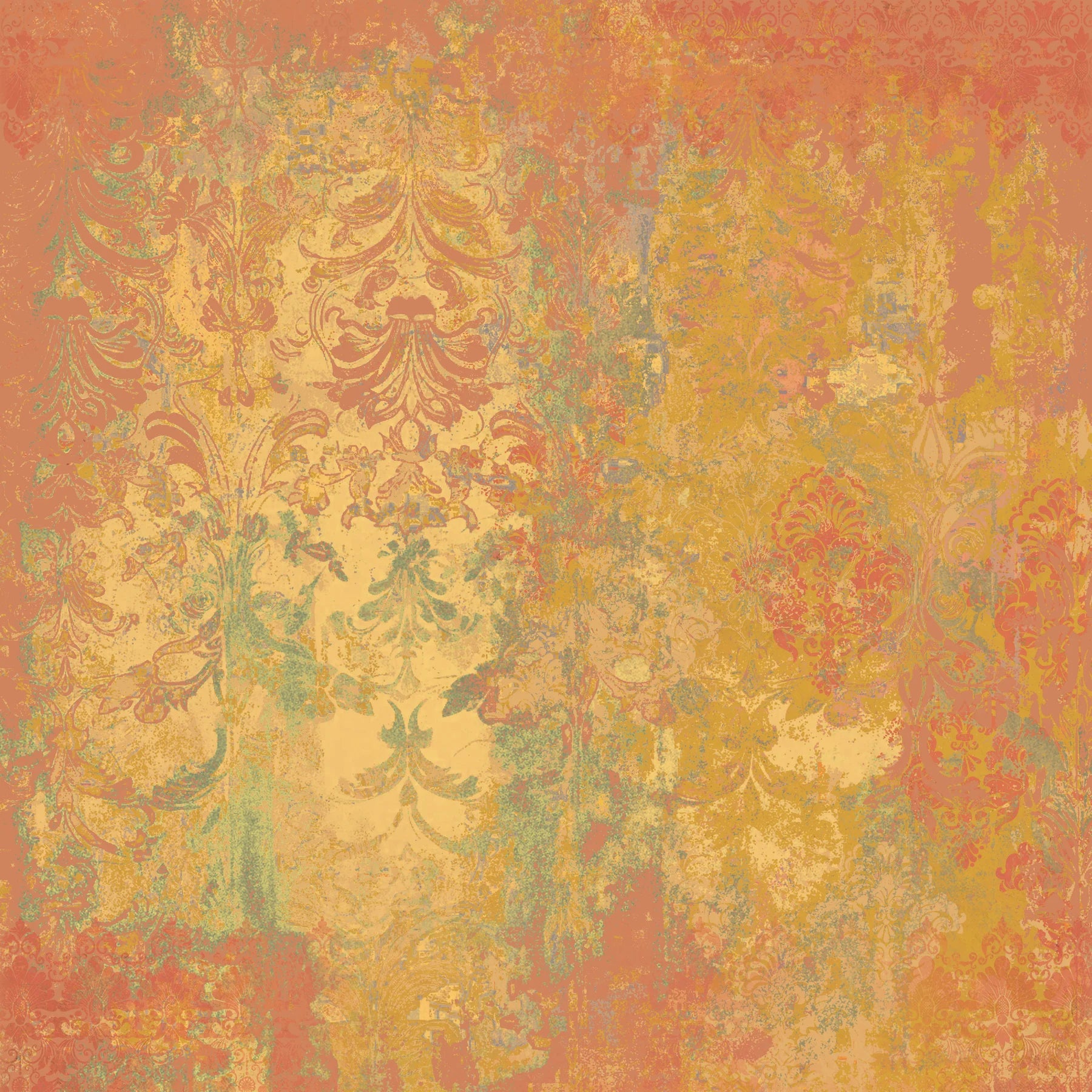 Light Distressed Damask 12x12 Gold Foil Paper Pad