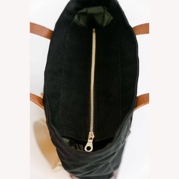 Baker Backpack | Signature Black Canvas + Brown Leather