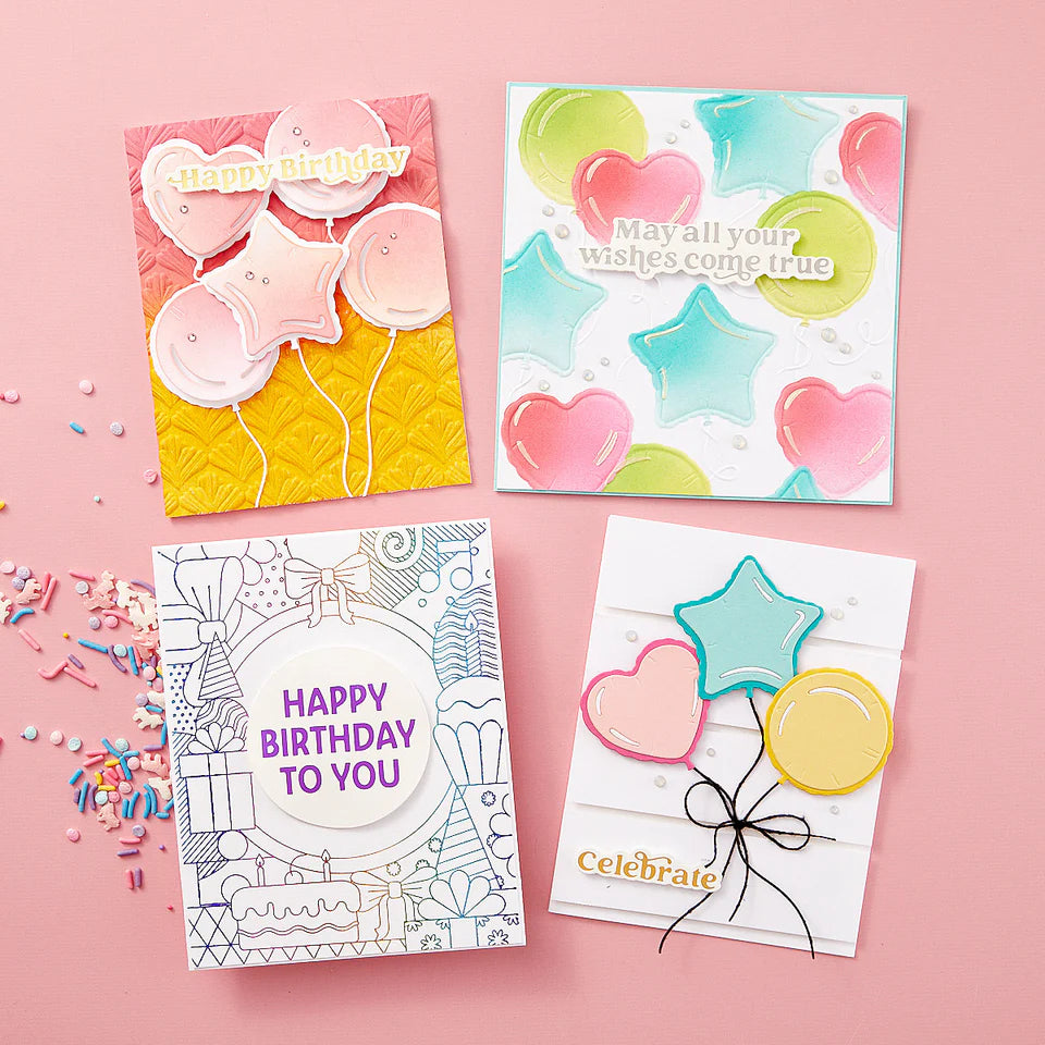 Mylar Balloons Etched Dies | Simon Hurley's Birthday Bash Collection {clearance}
