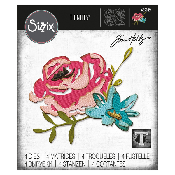 Brushstroke Flowers 4 Thinlits Die Set | Tim Holtz