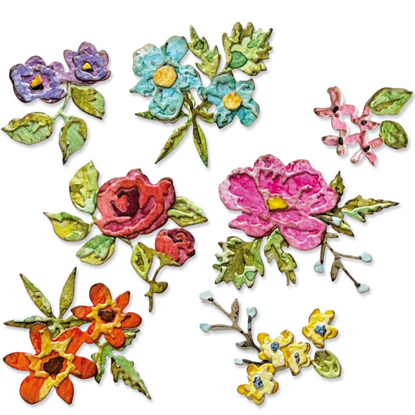Brushstroke Mini Flowers Thinlits Die Set | Tim Holtz