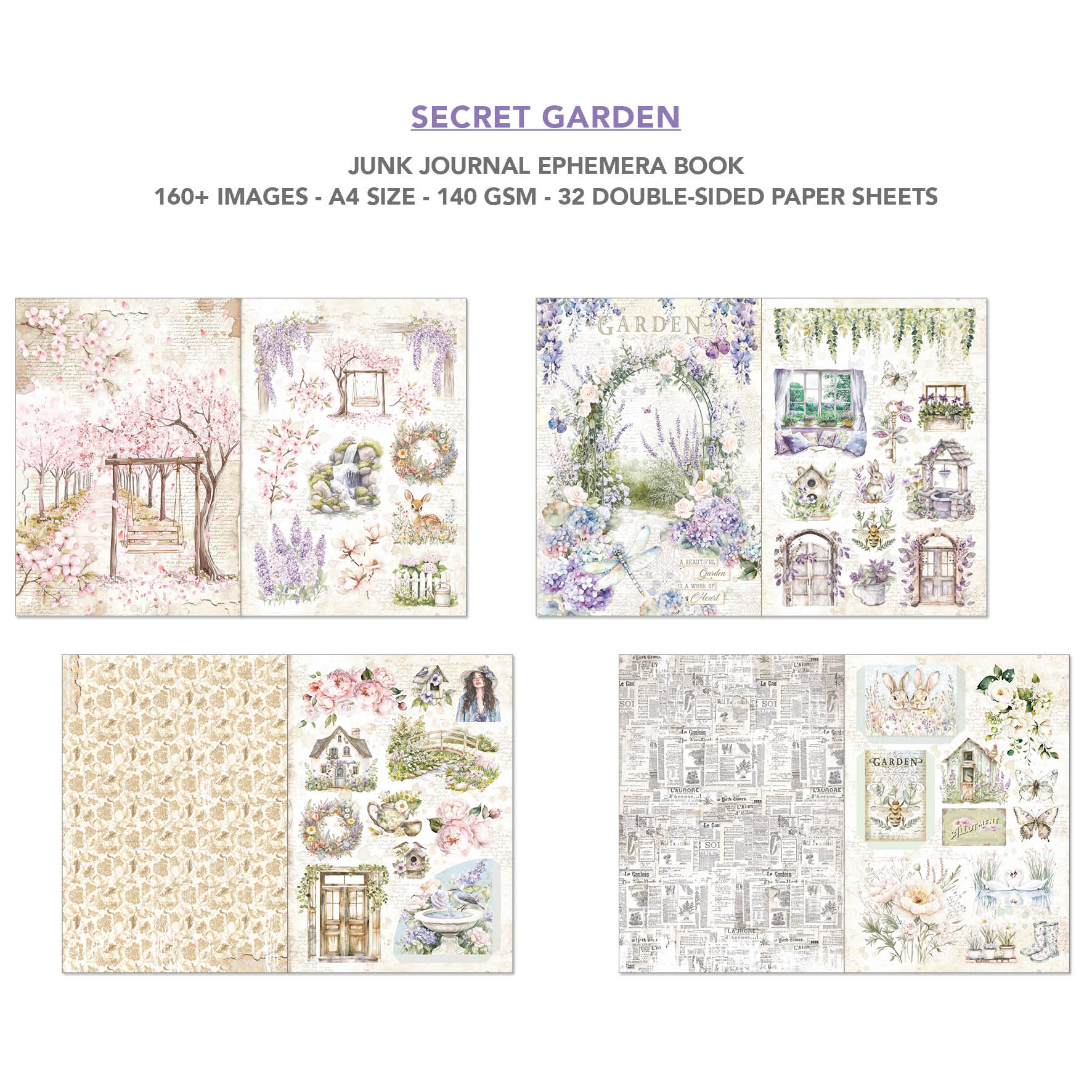 Secret Garden A4 Junk Journal & Ephemera Book