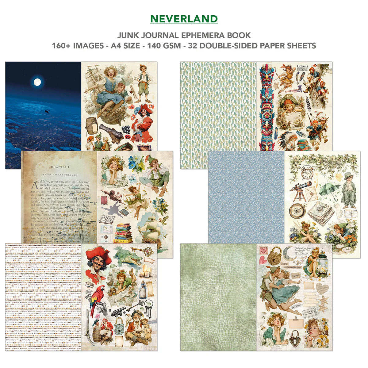 Neverland A4 Junk Journal & Ephemera Book