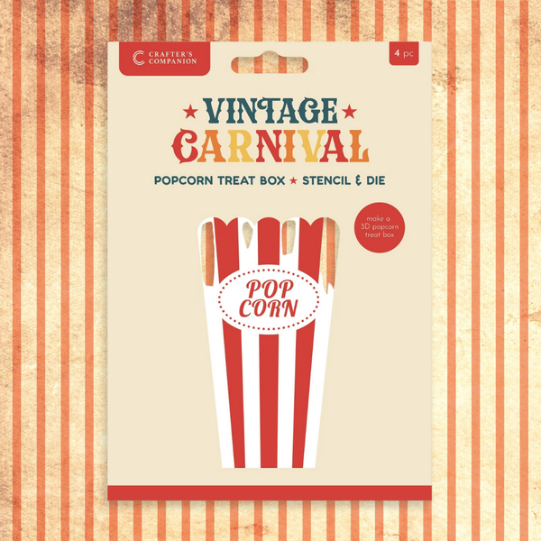 Popcorn Treat Box Stencil + Die Set | Vintage Carnival
