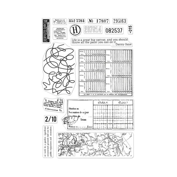 Vintage Map & Ledger Clear Stamp Set