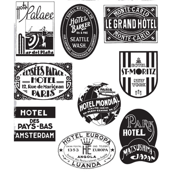 Travel Labels Cling Stamp Set | Tim Holtz
