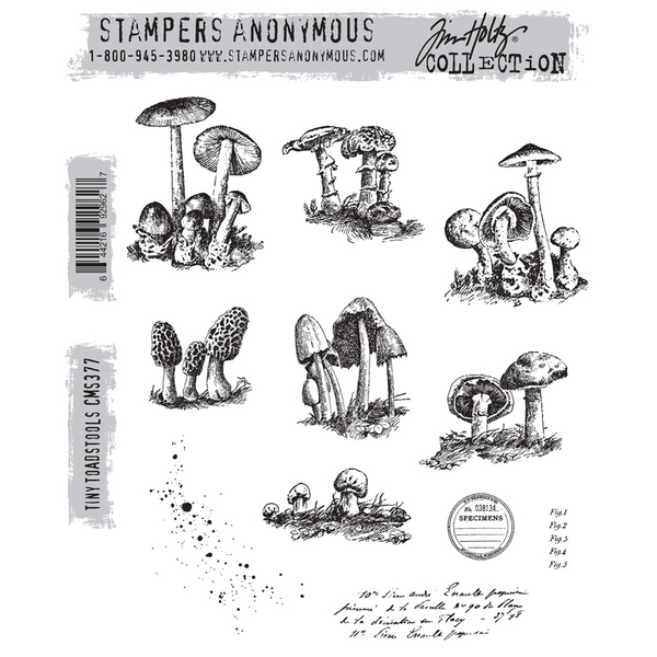 Tiny Toadstools Cling Stamp Set | Tim Holtz