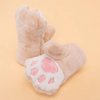 Cream Kids Bear Paw Fluffy Mittens