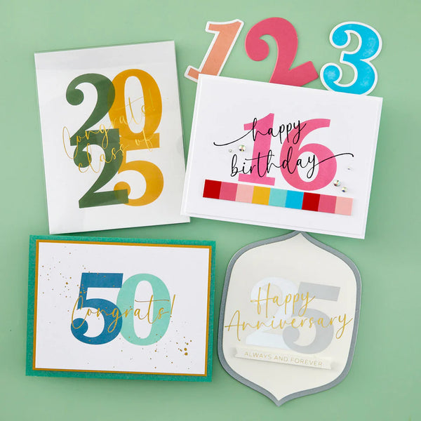 Bold Color Mix Numbers BetterPress Plates + Die Bundle
