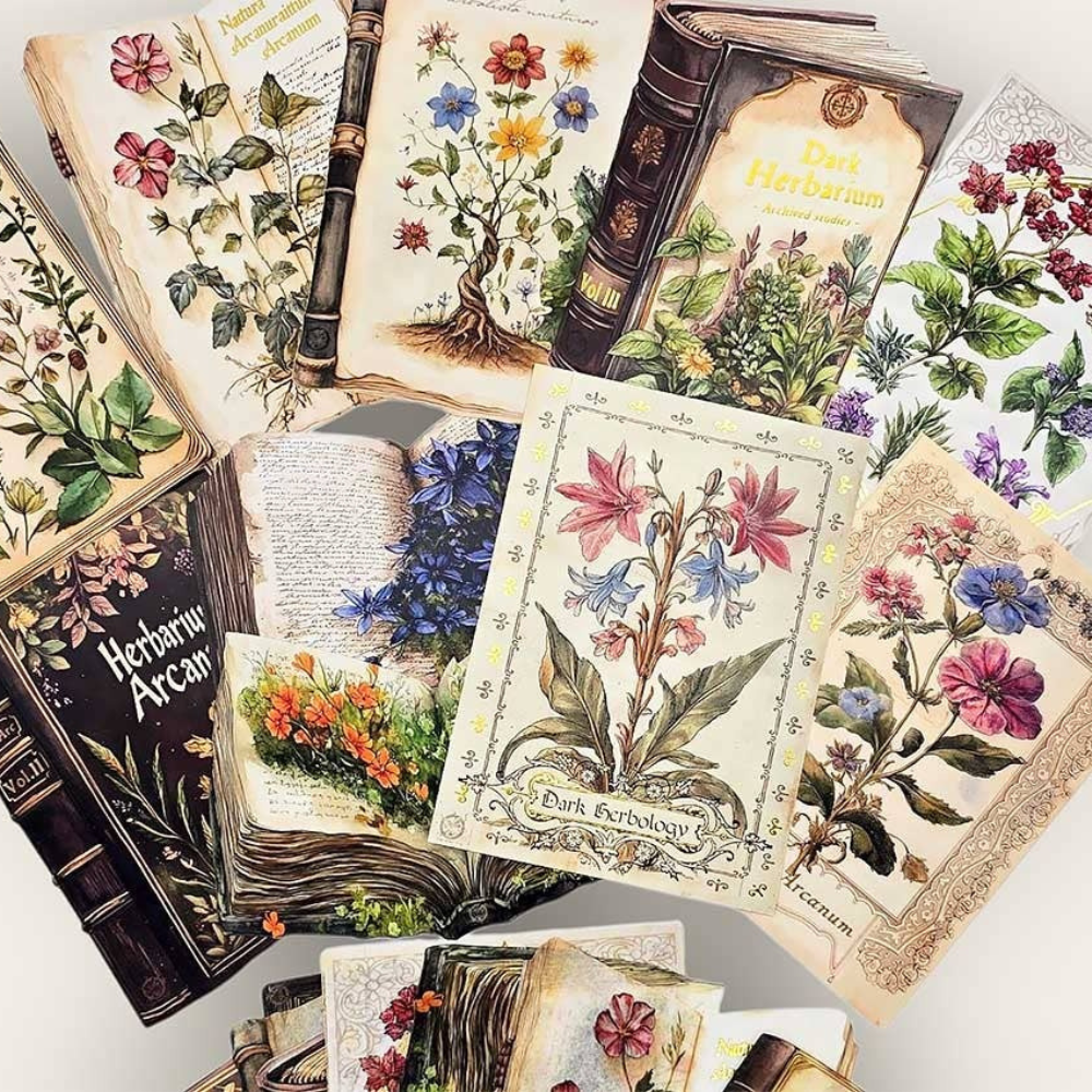 CoraCreaCrafts Dark Floral Musings Card & Sticker Set