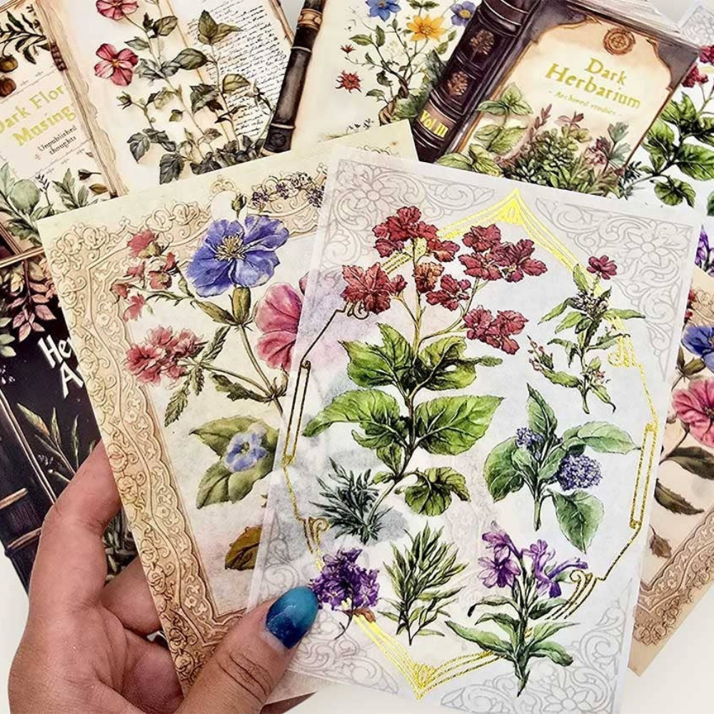 CoraCreaCrafts Dark Floral Musings Card & Sticker Set
