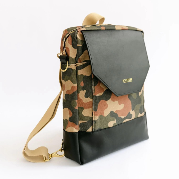 Corbin | Riveter Camo Canvas + Leather Convertible Backpack