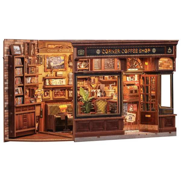 {coming soon!} Corner Coffee Shop Diorama Book Nook Kit