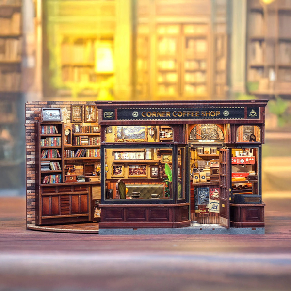 {coming soon!} Corner Coffee Shop Diorama Book Nook Kit