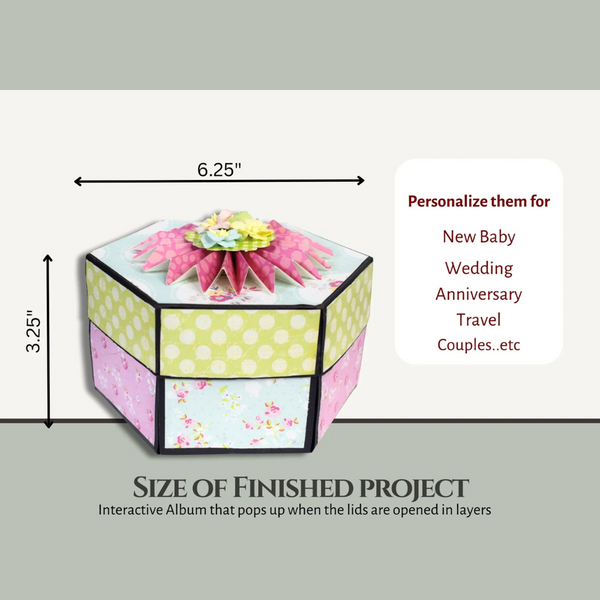 Hexagon Explosion Box Scrapbook Blanks | Black + Kraft