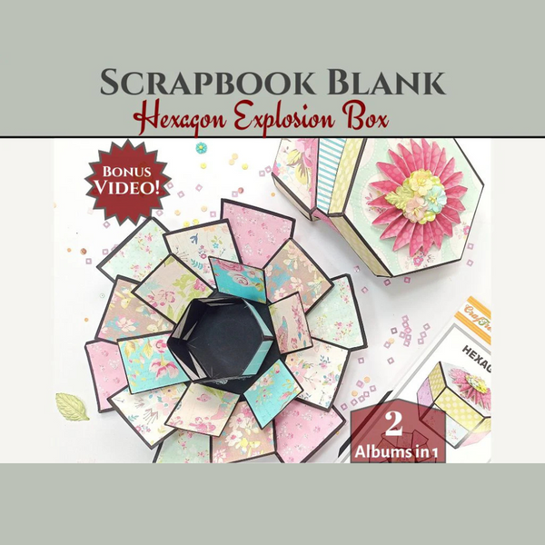 Hexagon Explosion Box Scrapbook Blanks | Black + Kraft